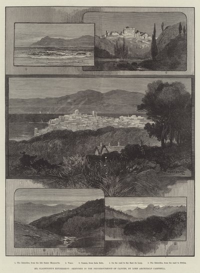 Het pensioen van Mr Gladstone, schetsen in de buurt van Cannes door Charles Auguste Loye